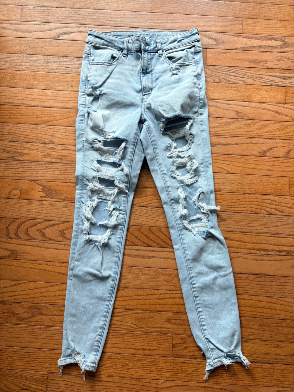 American Eagle Outfitters Light Blue Ripped Skinny Jeans